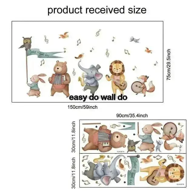 Adorable Animal Band Wallpaper Stickers for Kids - Easy do Wall do