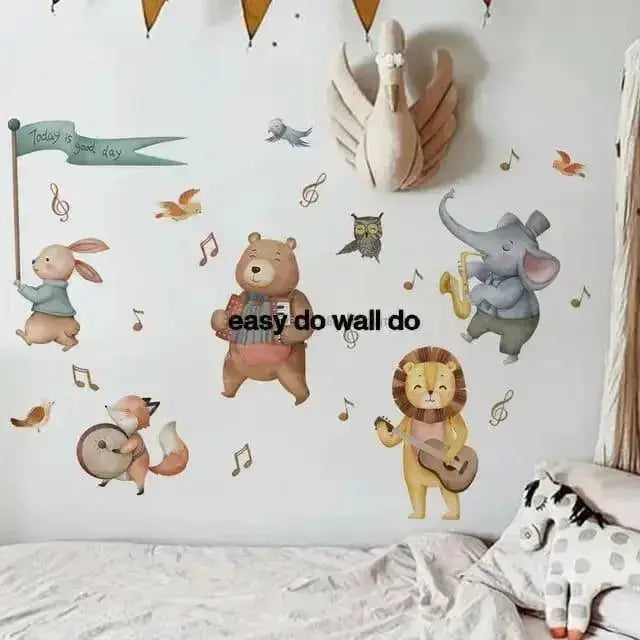 Adorable Animal Band Wallpaper Stickers for Kids - Easy do Wall do