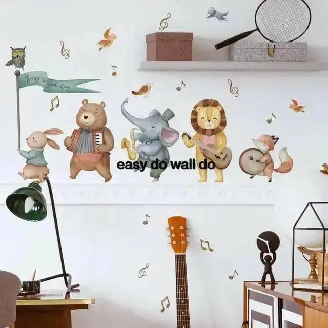 Adorable Animal Band Wallpaper Stickers for Kids - Easy do Wall do
