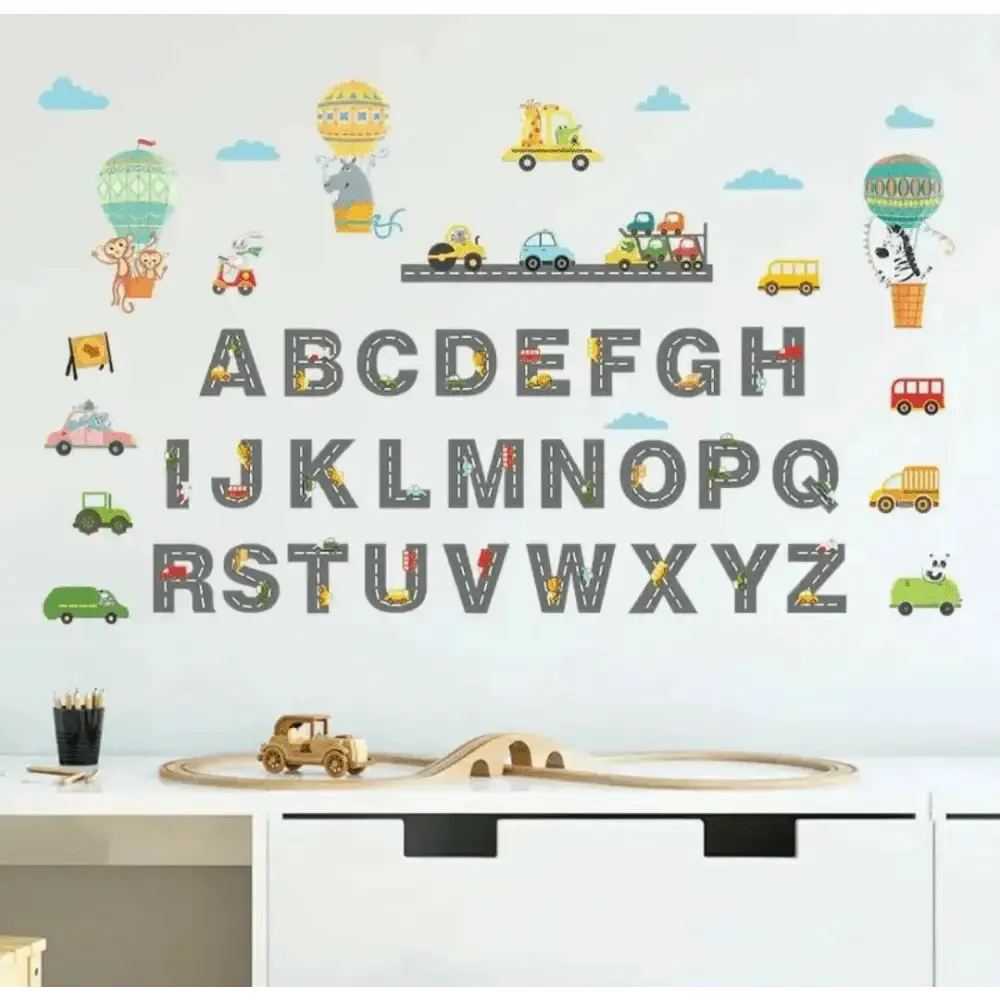 Alphabet and Transportation Wall Stickers - Fun and Educational Decor - Easy do Wall do