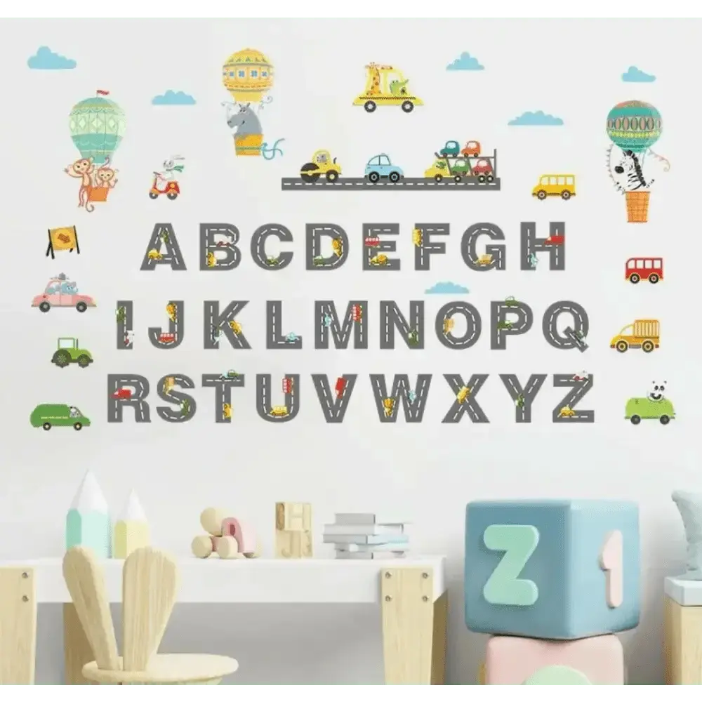 Alphabet and Transportation Wall Stickers - Fun and Educational Decor - Easy do Wall do