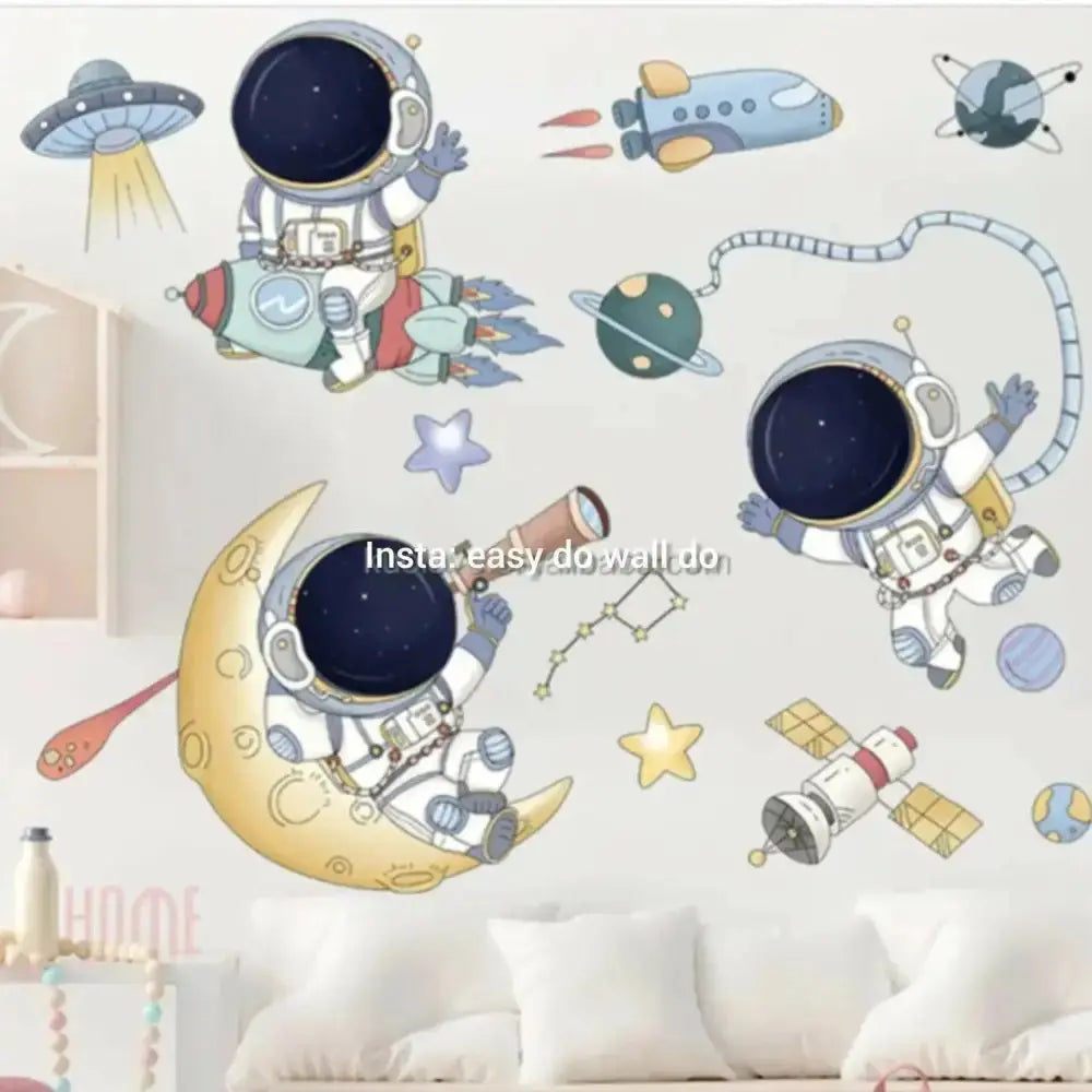 Astronaut and Space Adventure Wall Sticker Set for Kids - Easy do Wall do
