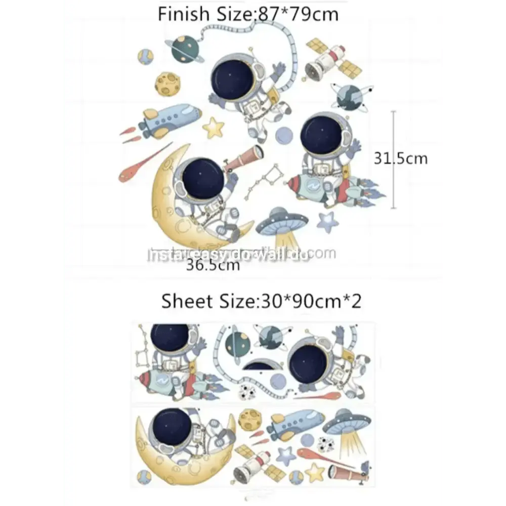 Astronaut and Space Adventure Wall Sticker Set for Kids - Easy do Wall do