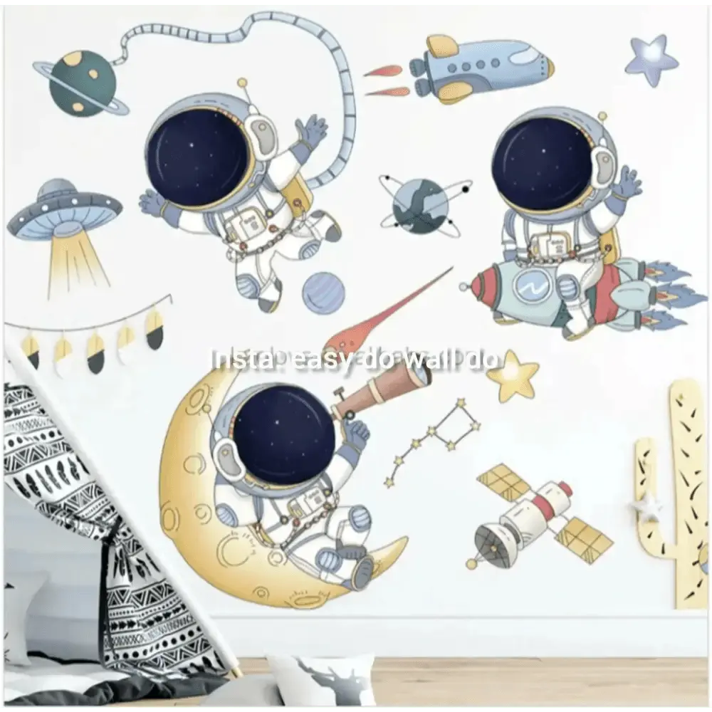 Astronaut and Space Adventure Wall Sticker Set for Kids - Easy do Wall do