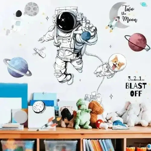 Astronaut and Space Dog Wall Stickers for Kids' Rooms - Easy do Wall do