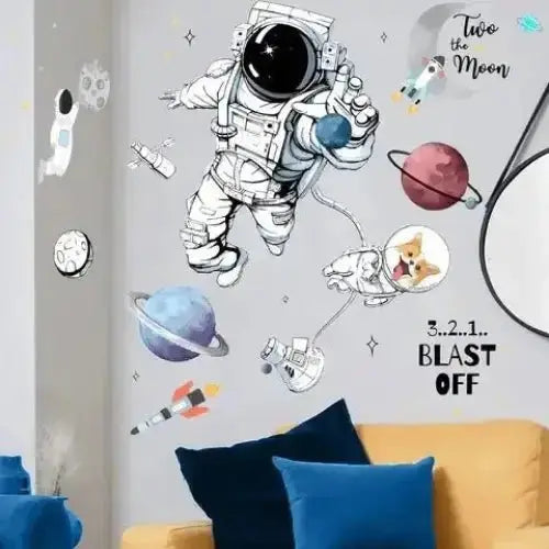 Astronaut and Space Dog Wall Stickers for Kids' Rooms - Easy do Wall do