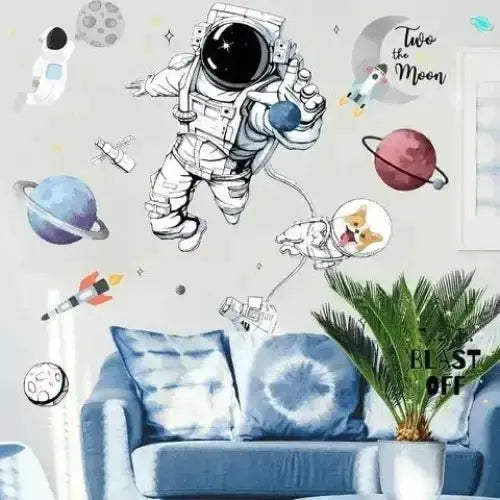Astronaut and Space Dog Wall Stickers for Kids' Rooms - Easy do Wall do