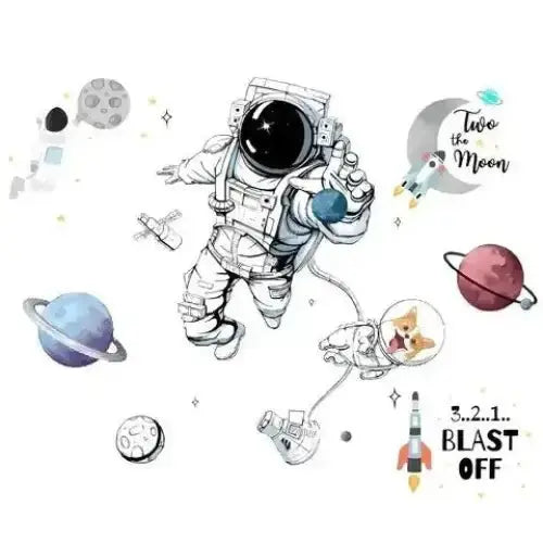 Astronaut and Space Dog Wall Stickers for Kids' Rooms - Easy do Wall do