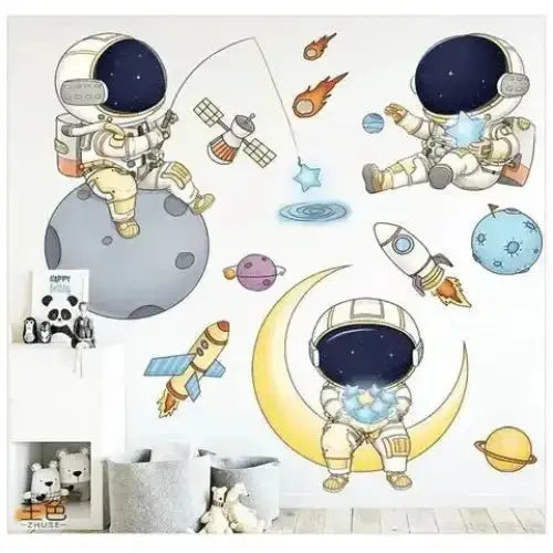 Astronaut Moon and Space Wall Sticker Set for Kids' Rooms - Easy do Wall do
