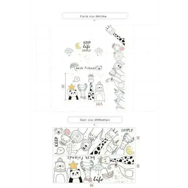 Best Friends Animal Wall Stickers for Kids - Easy do Wall do