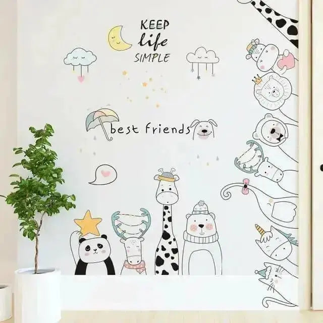 Best Friends Animal Wall Stickers for Kids - Easy do Wall do