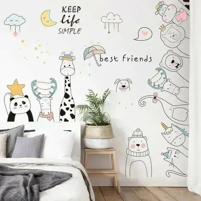 Best Friends Animal Wall Stickers for Kids - Easy do Wall do