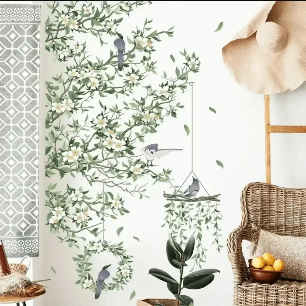 Bird and Floral Wall Sticker Set for Elegant Spaces - Easy do Wall do