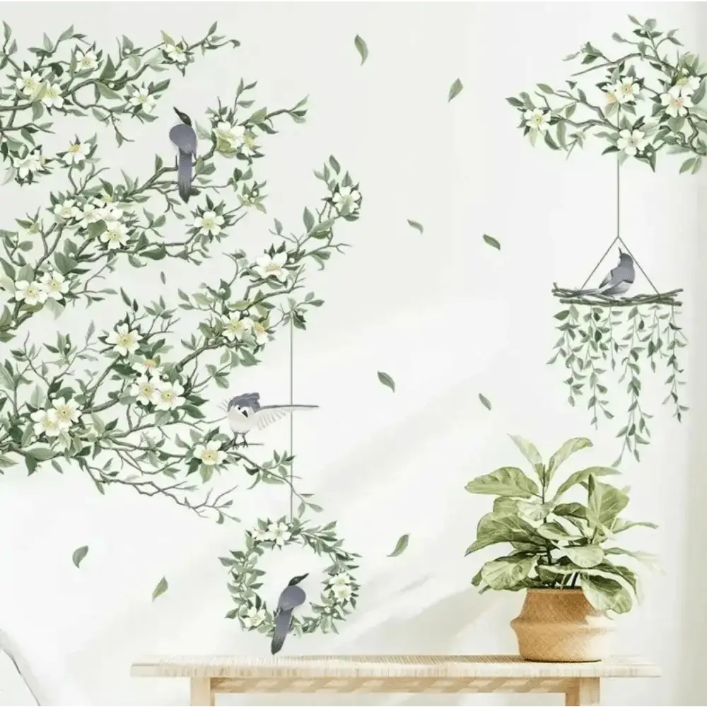 Bird and Floral Wall Sticker Set for Elegant Spaces - Easy do Wall do
