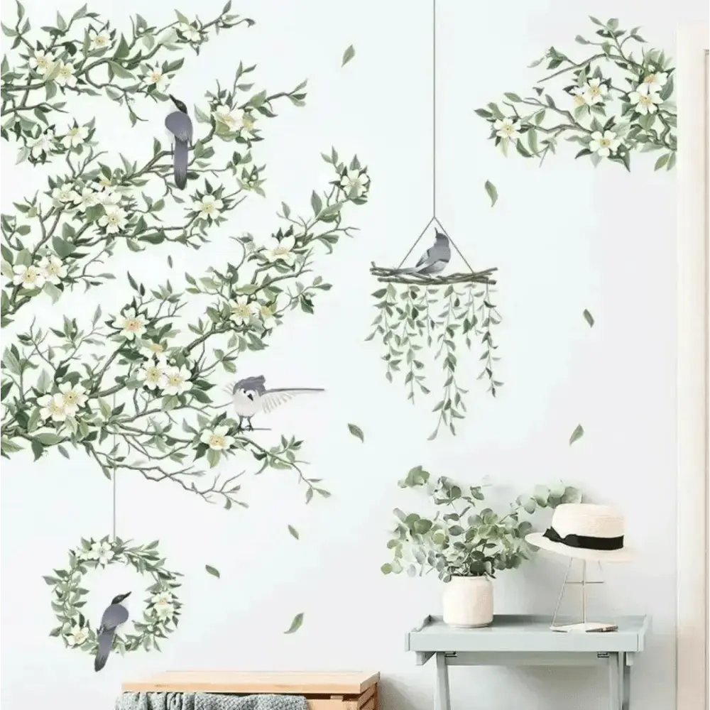 Bird and Floral Wall Sticker Set for Elegant Spaces - Easy do Wall do