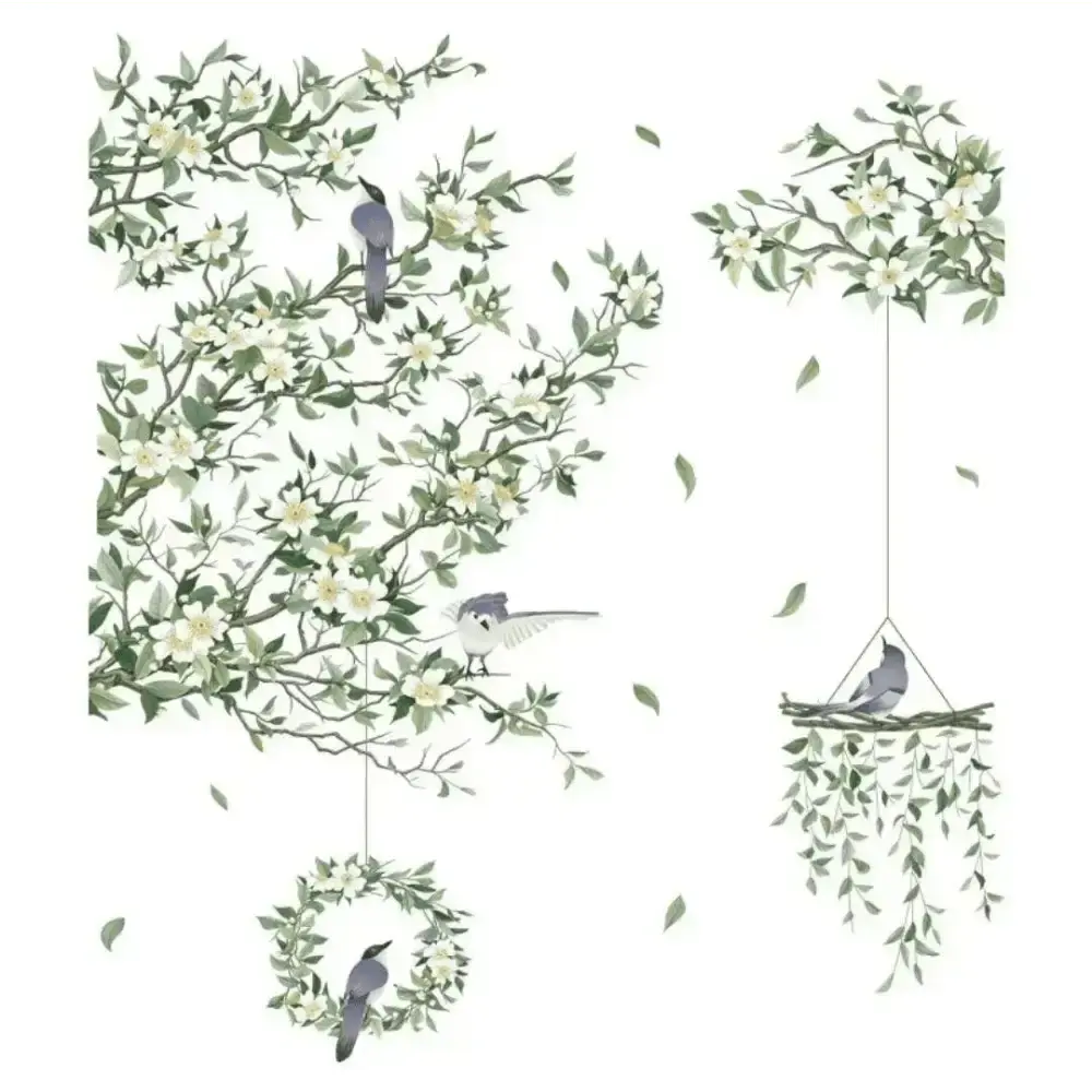 Bird and Floral Wall Sticker Set for Elegant Spaces - Easy do Wall do