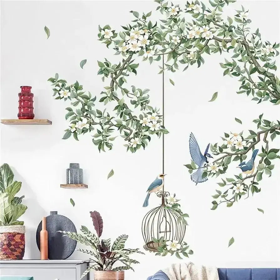 Blooming Birdcage Wallpaper Stickers for Elegant Decor - Easy do Wall do
