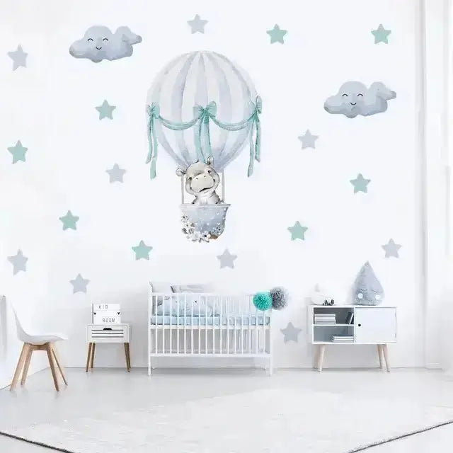 Blue Hot Air Balloon Wall Stickers - Dreamy and Stylish Decor - Easy do Wall do