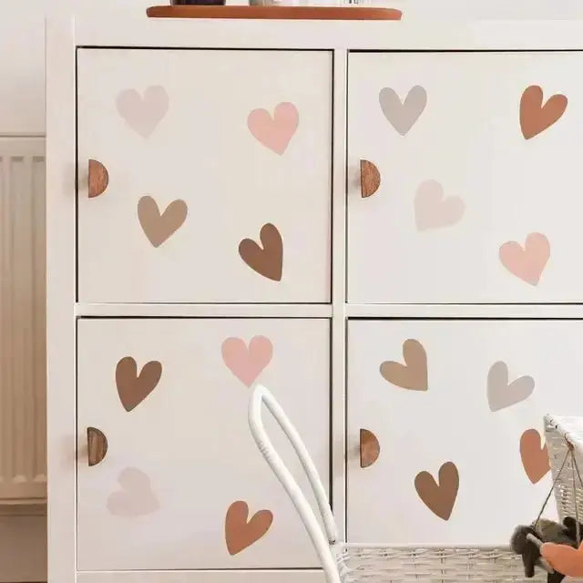 Boho Heart Wall Decals - Neutral Pink Brown Nursery Decor - Easy do Wall do
