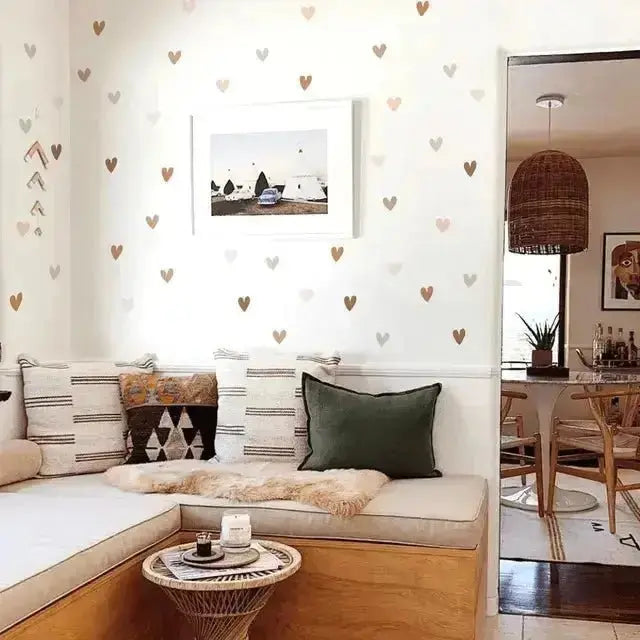 Boho Heart Wall Decals - Neutral Pink Brown Nursery Decor - Easy do Wall do