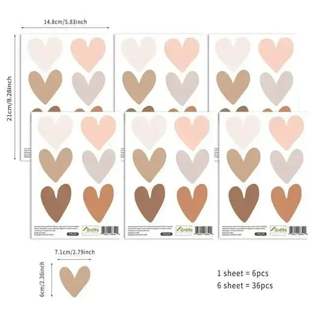 Boho Heart Wall Decals - Neutral Pink Brown Nursery Decor - Easy do Wall do