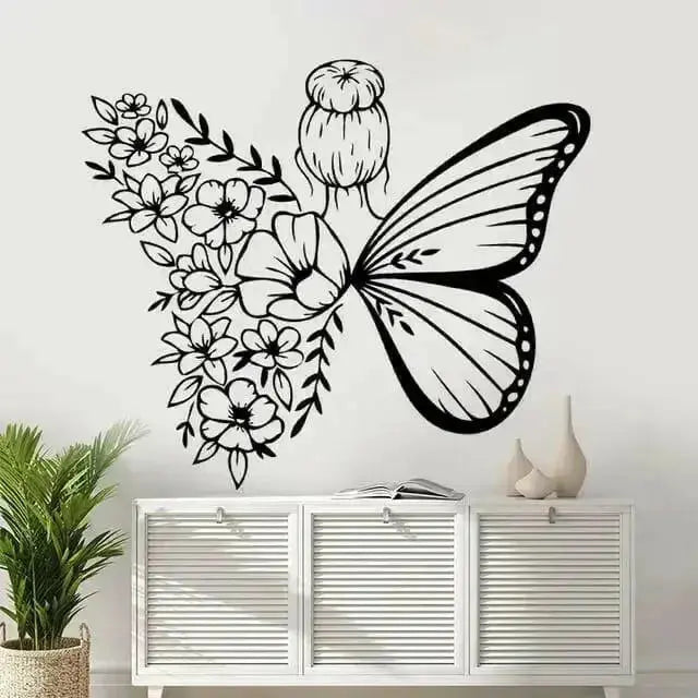 Butterfly and Floral Wall Sticker for Elegant Decor - Easy do Wall do