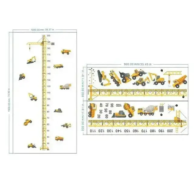 Construction Vehicle Height Chart Wall Sticker - Fun Kids’ Decor - Easy do Wall do
