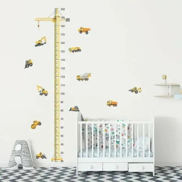 Construction Vehicle Height Chart Wall Sticker - Fun Kids’ Decor - Easy do Wall do