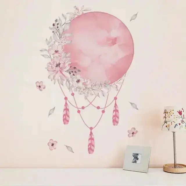 Dreamy Moon and Floral Wallpaper Sticker - Room Decor - Easy do Wall do