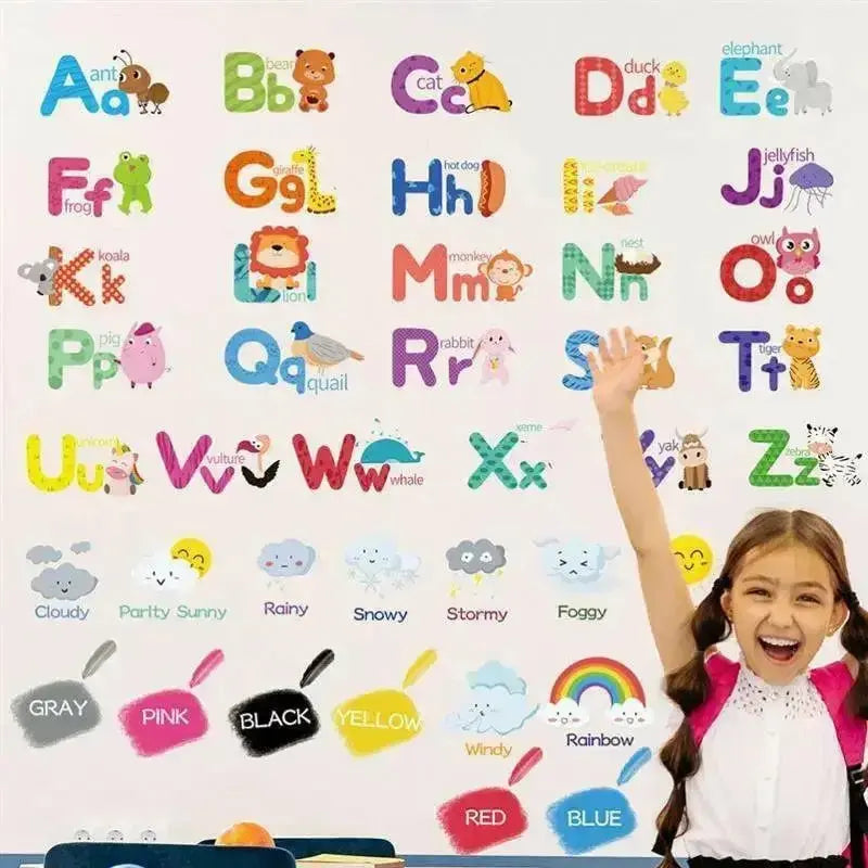 Educational Alphabet Wall Decals - Kids Learning Room Decor - Easy do Wall do