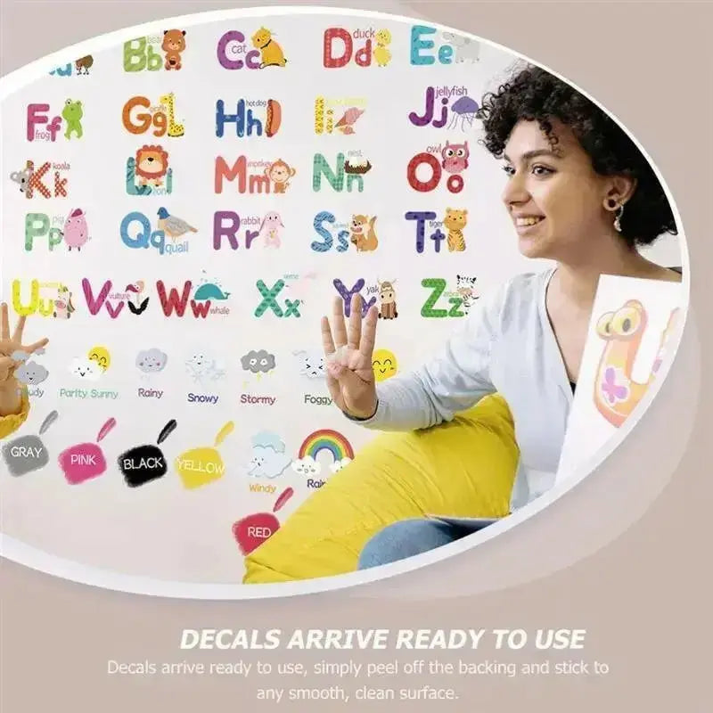Educational Alphabet Wall Decals - Kids Learning Room Decor - Easy do Wall do