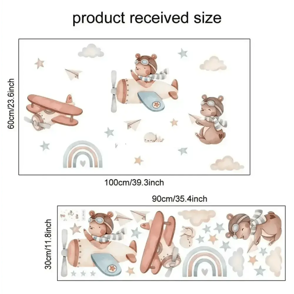 Flying Bear Wall Stickers - Whimsical Kids' Room Decor - Easy do Wall do