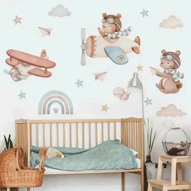 Flying Bear Wall Stickers - Whimsical Kids' Room Decor - Easy do Wall do