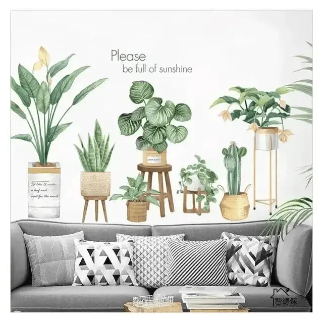 Fresh Greenery Potted Plants Wallpaper Stickers for Natural Decor - Easy do Wall do