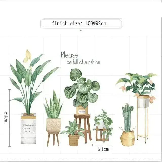 Fresh Greenery Potted Plants Wallpaper Stickers for Natural Decor - Easy do Wall do