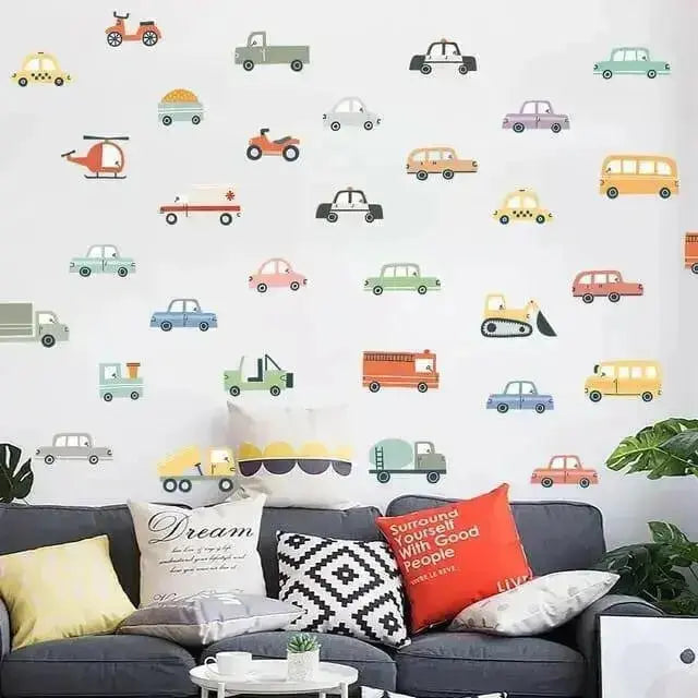 Playful Vehicles Wall Stickers - Fun Kids’ Room Decor - Easy do Wall do