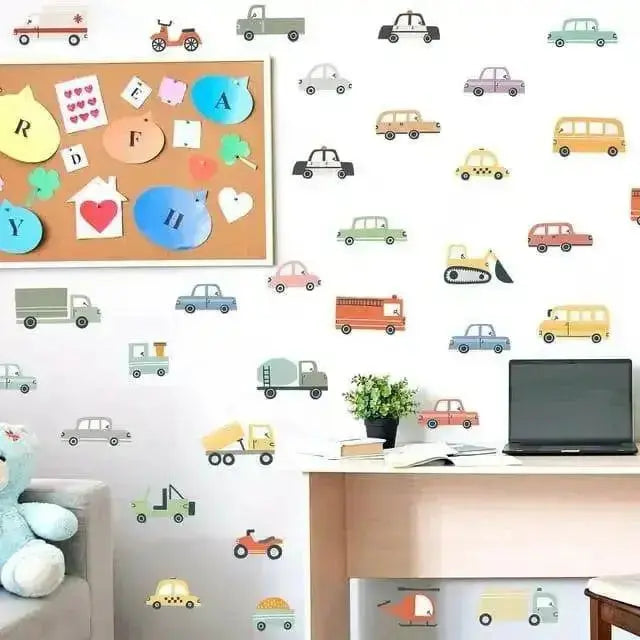 Playful Vehicles Wall Stickers - Fun Kids’ Room Decor - Easy do Wall do
