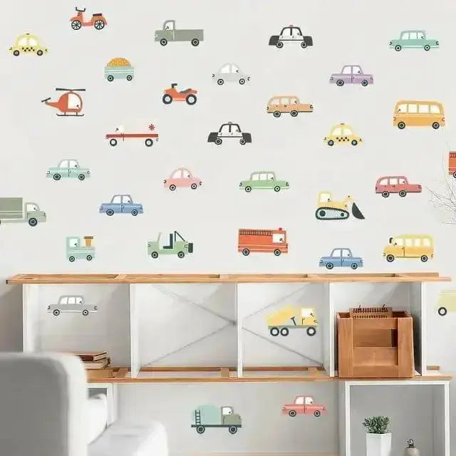 Playful Vehicles Wall Stickers - Fun Kids’ Room Decor - Easy do Wall do