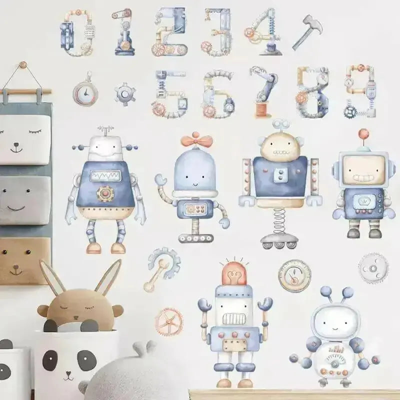 Robot and Numbers Wall Stickers Lebanon - Fun Educational Decor - Easy do Wall do