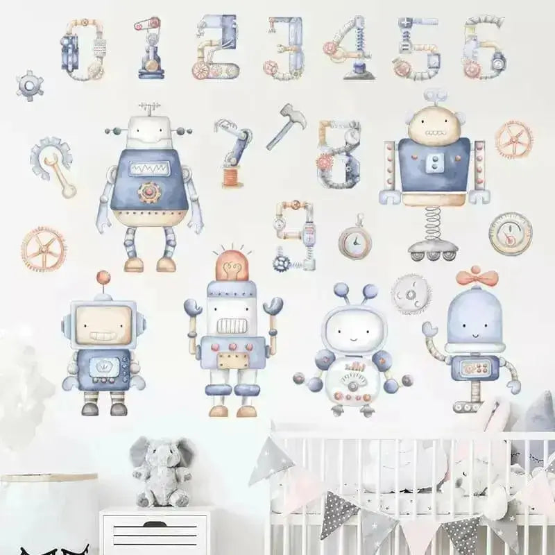 Robot and Numbers Wall Stickers Lebanon - Fun Educational Decor - Easy do Wall do