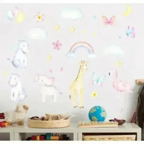 Safari Animal Rainbow Wall Stickers Set - Easy do Wall do