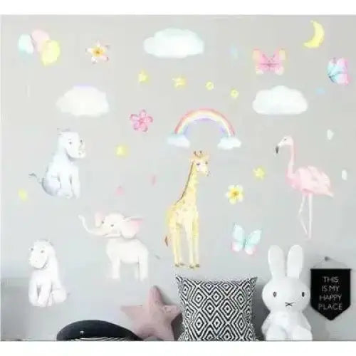 Safari Animal Rainbow Wall Stickers Set - Easy do Wall do