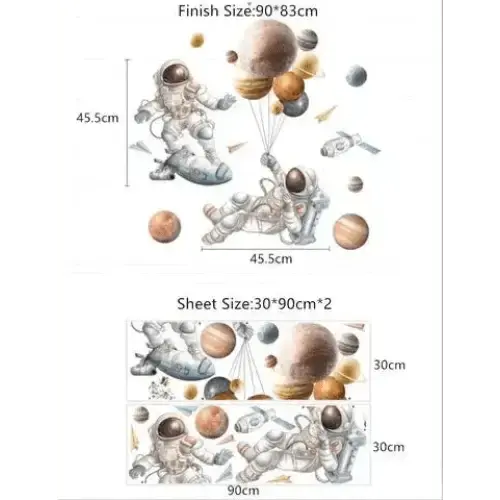 Spaceman Astronaut Wallpaper Stickers - Fun Space Decor - Easy do Wall do
