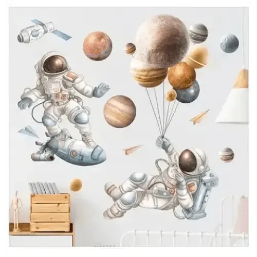 Spaceman Astronaut Wallpaper Stickers - Fun Space Decor - Easy do Wall do