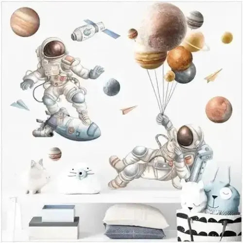 Spaceman Astronaut Wallpaper Stickers - Fun Space Decor - Easy do Wall do