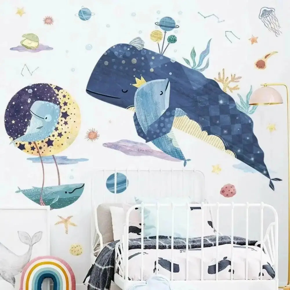 Whale Family Adventure Wall Stickers Set for Kids' Spaces - Easy do Wall do