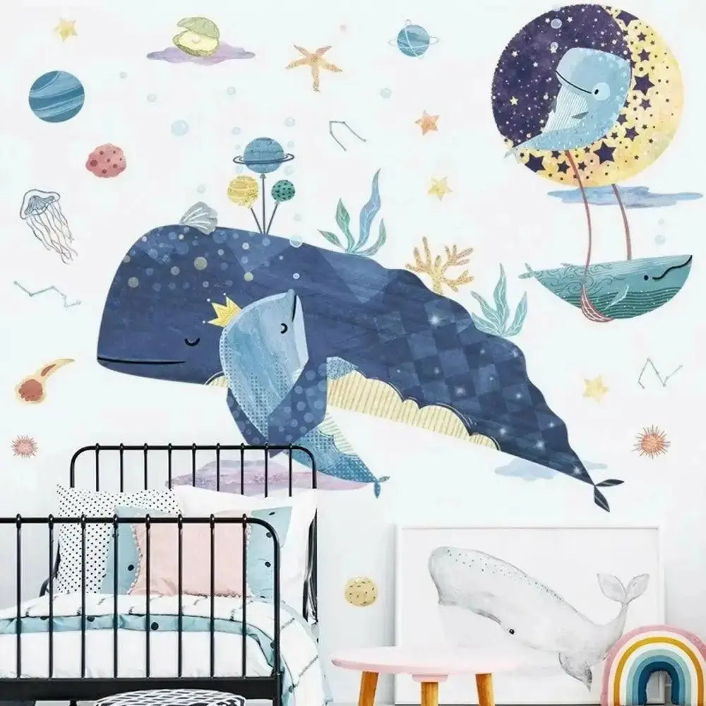 Whale Family Adventure Wall Stickers Set for Kids' Spaces - Easy do Wall do