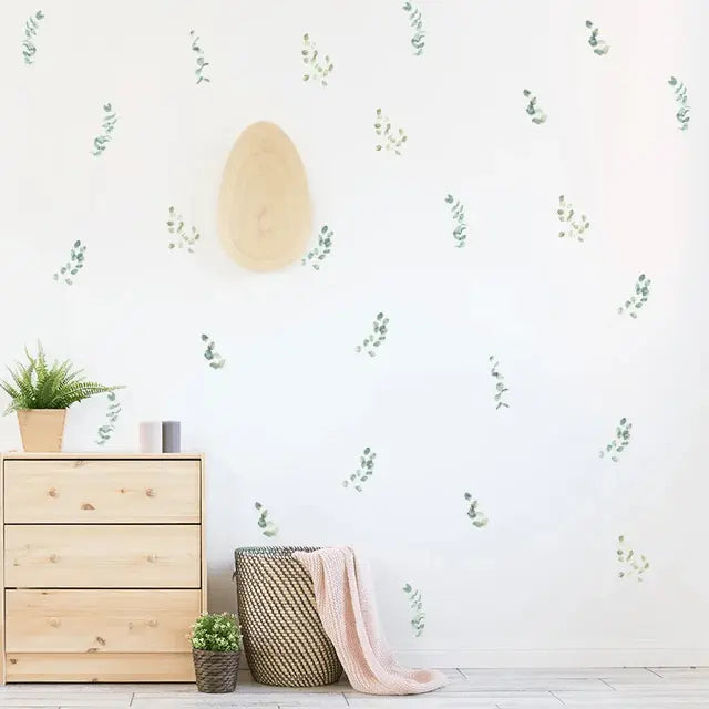 Green Leaf Wall Sticker Set - Pack of 6 Sheets (14 Pieces Total) Easy do Wall do