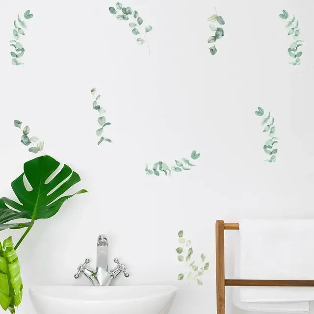 Green Leaf Wall Sticker Set - Pack of 6 Sheets (14 Pieces Total) Easy do Wall do