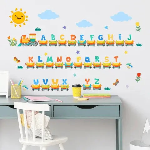 English alphabet cartoon little train Easy do Wall do